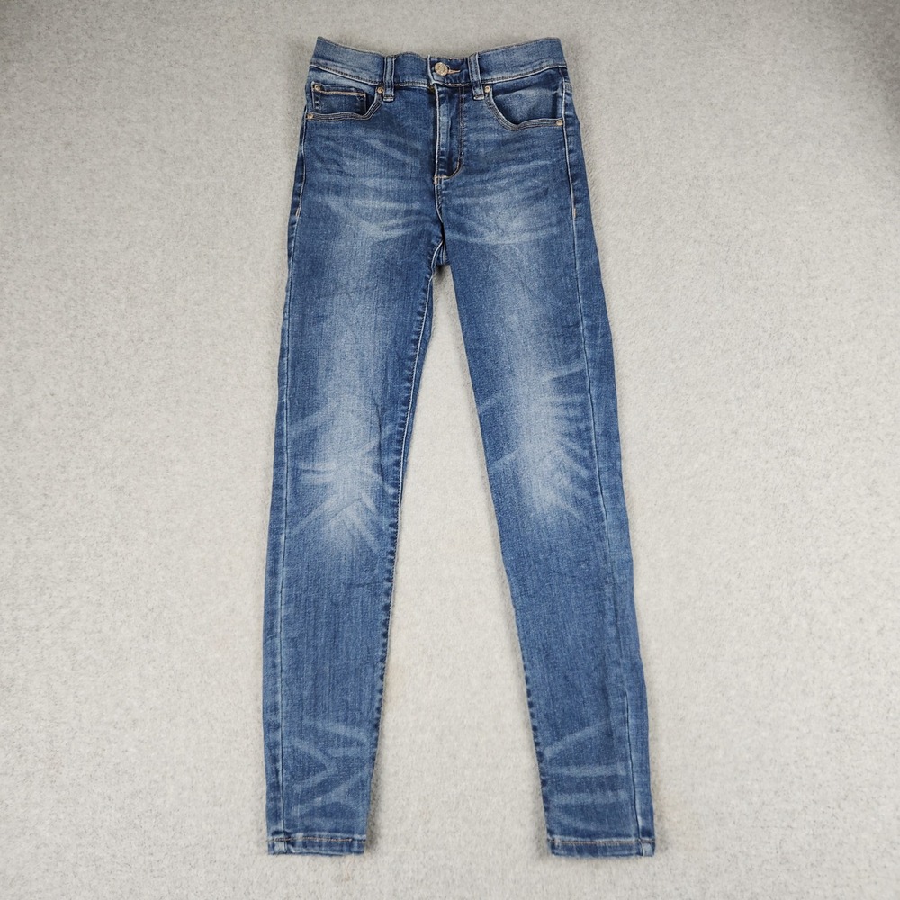 Garage Skinny Jeans Womens 1 Blue Whiskered Denim High Rise Medium Wash Stretch